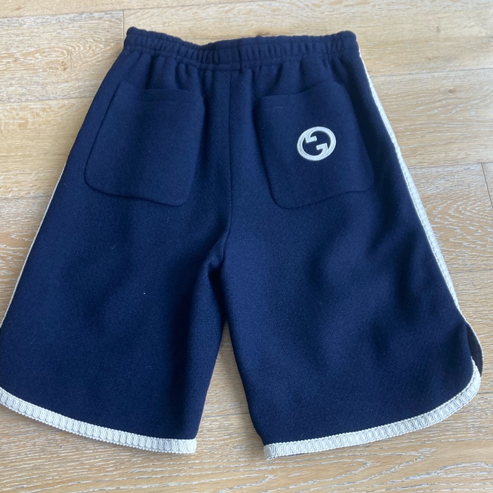 Gucci Dark Blue Shorts with Light Trim